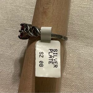 Size 8 NWT silver plated ring lab created ruby with stones pretty nice gift